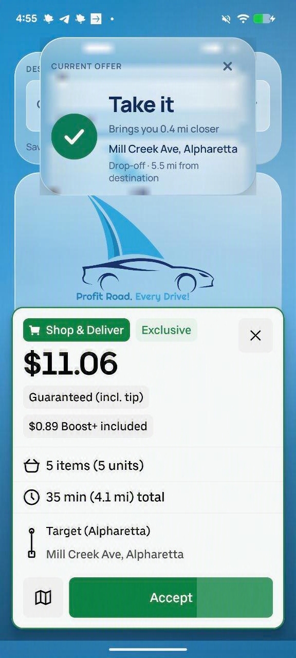 Take it banner above a delivery offer